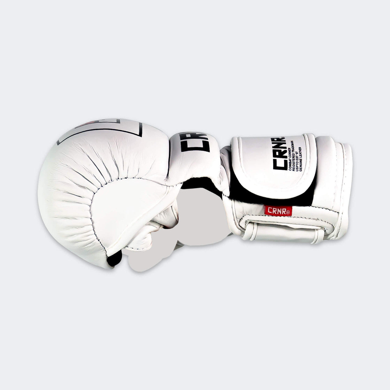 Product photo of the inside right side of the white Combat Corner Prime MMA Sparring Glove