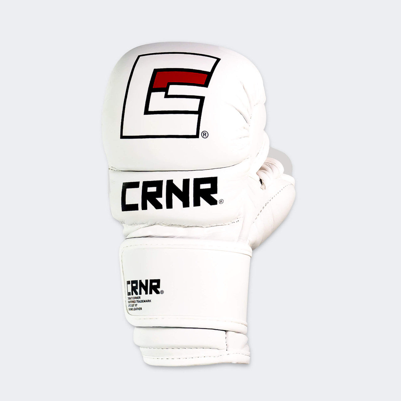 Product photo of the top of the white Combat Corner Prime MMA Sparring Glove