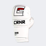 Product photo of the top of the white Combat Corner Prime MMA Sparring Glove