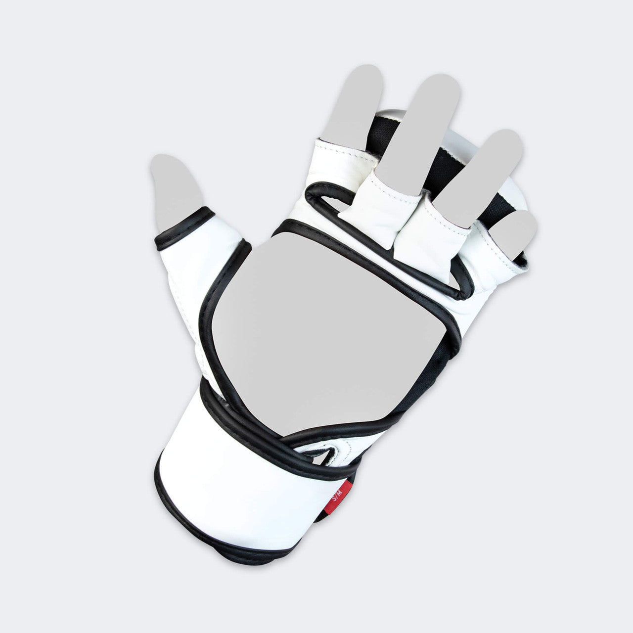 Product photo of the open palm of the white Combat Corner MMA Spar Glove