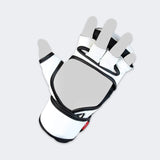 Product photo of the open palm of the white Combat Corner MMA Spar Glove