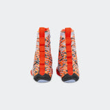 Back heel view of a pair of Nike HyperKO 3 boxing shoes in SE Crimson, available at Combat Corner.