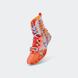 Front-left perspective view of the Nike HyperKO 3 boxing shoe in SE Crimson, available from Combat Corner.