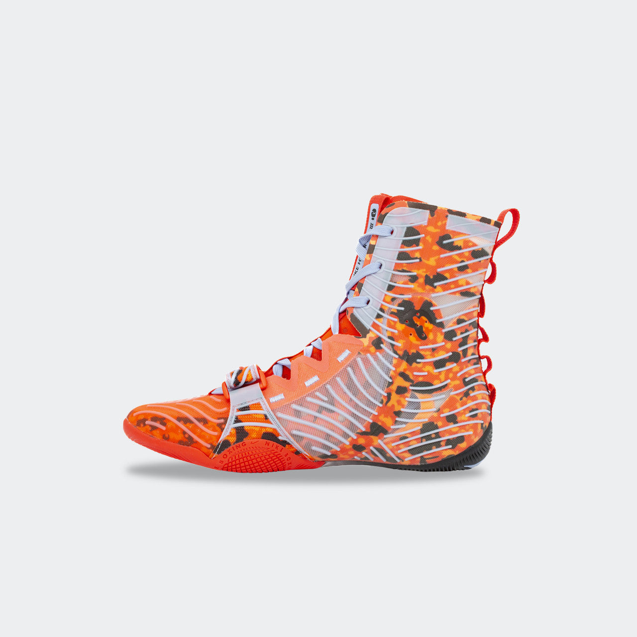Right side view of the Nike HyperKO 3 boxing shoe in SE Crimson, available at Combat Corner.