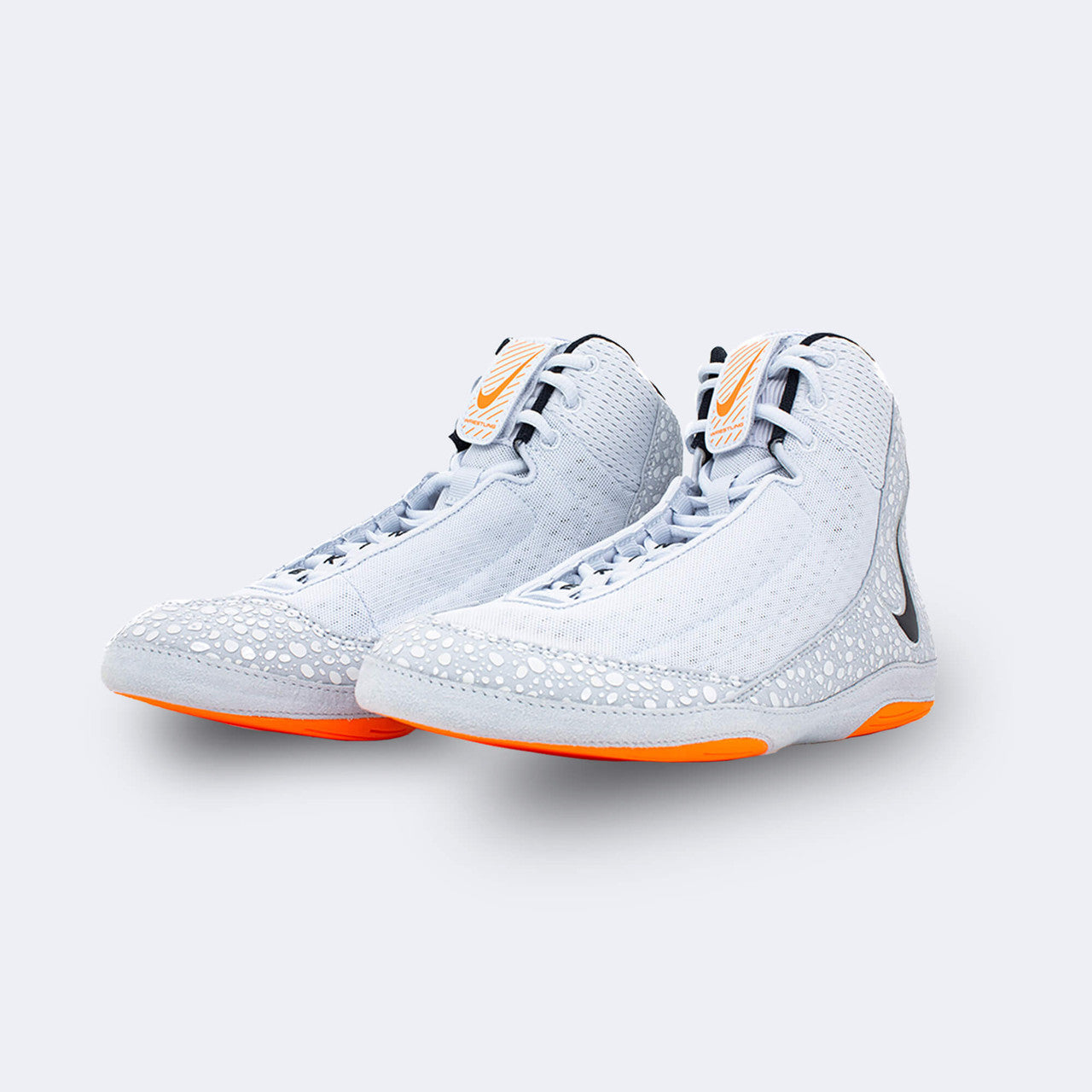 A pair of the Nike Inflict 4 wrestling shoes in SE Olympic from the front left angle, available from Combat Corner.
