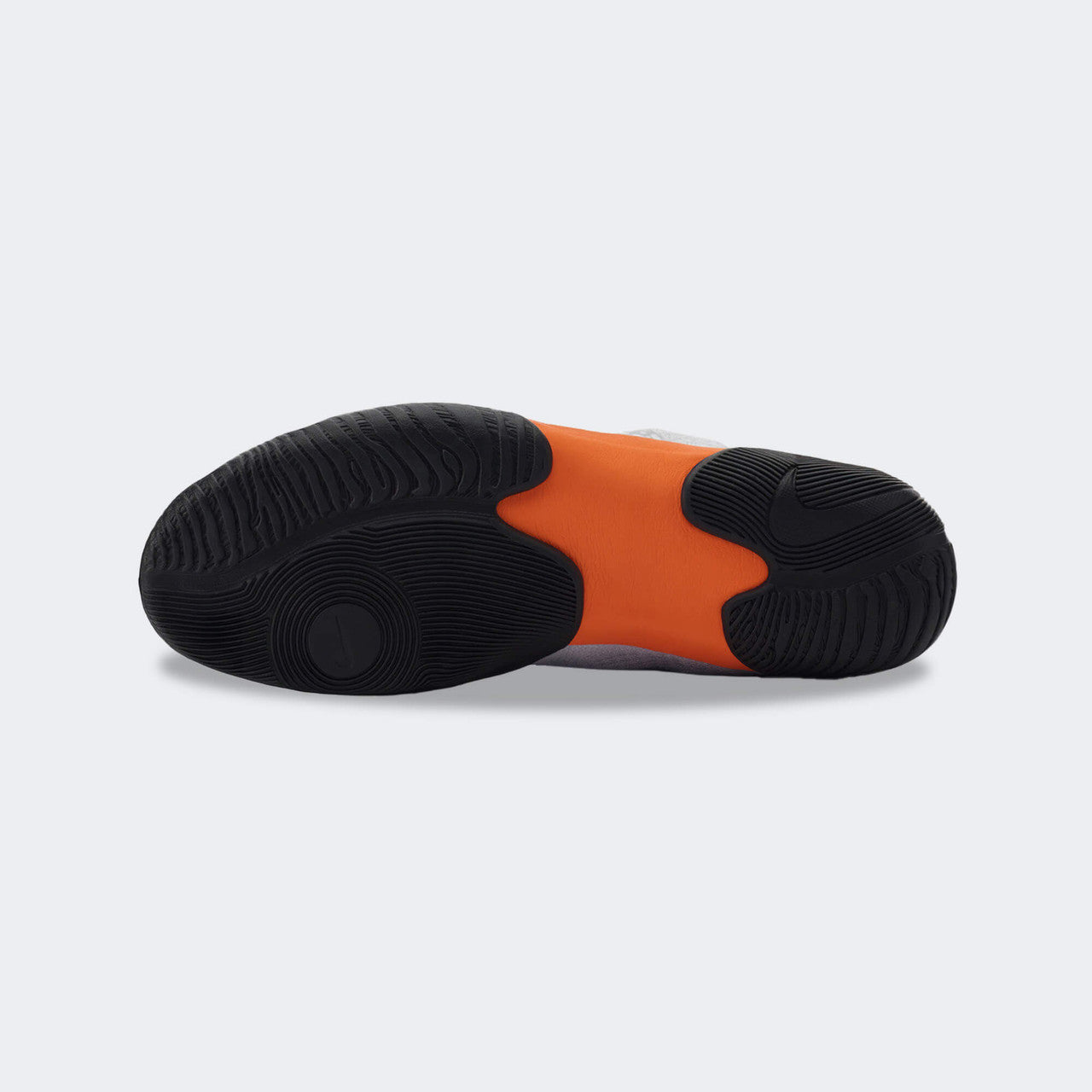 Bottom view showing the rubber outsole and tread pattern of the Nike Tawa wrestling shoe in SE Olympic, available at Combat Corner.