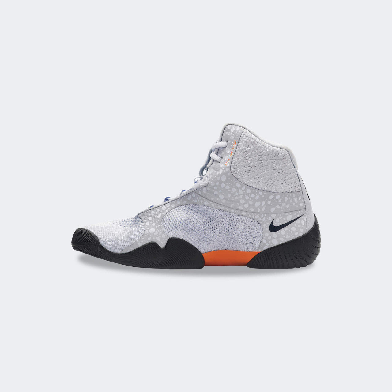 Inner right side view of the Nike Tawa wrestling shoe in SE Olympic, available at Combat Corner.