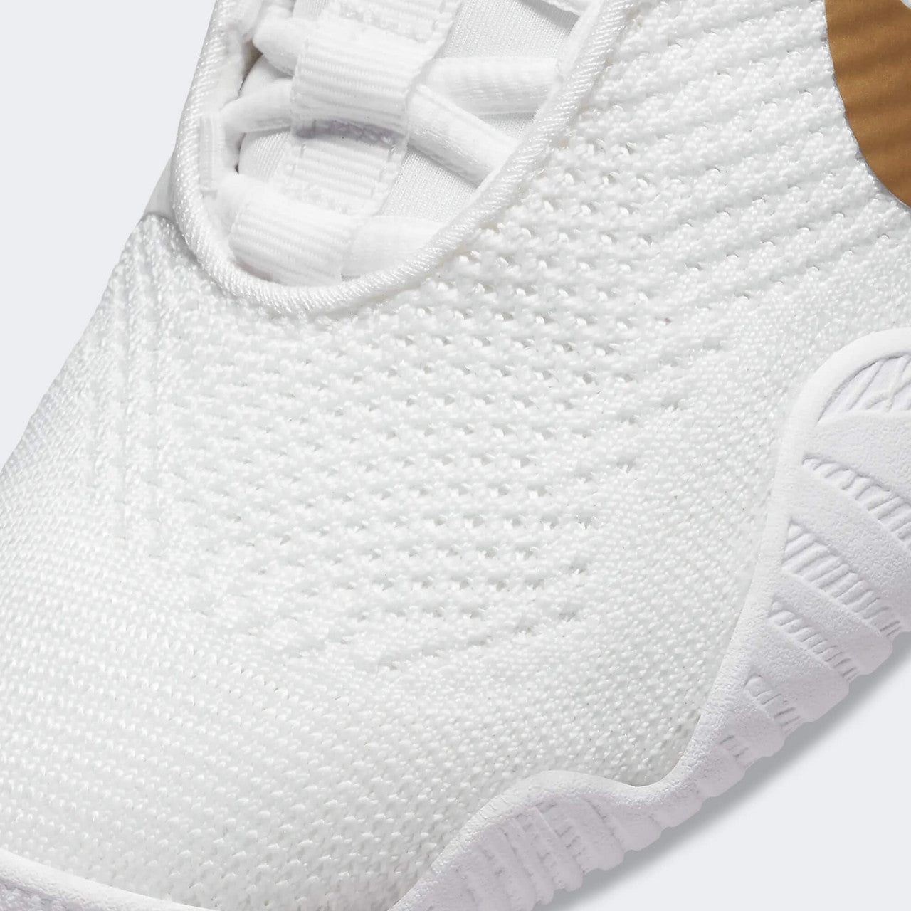 A close up detail photo of the Nike Tawa wrestling shoe in white, available from Combat Corner.