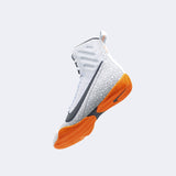 Back-left perspective view of the Nike Machomai 3 boxing shoe in SE, available at Combat Corner.
