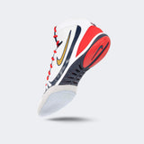 Back-left perspective view of the Nike Freek wrestling shoe in SE white, available from Combat Corner.