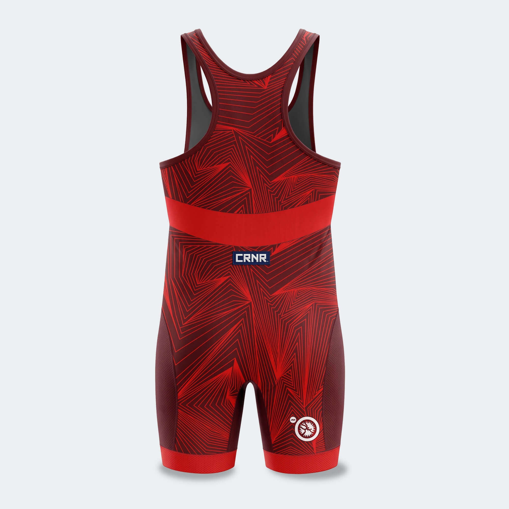 A photo of the back of the red Hypervent Competition Singlet by Combat Corner.
