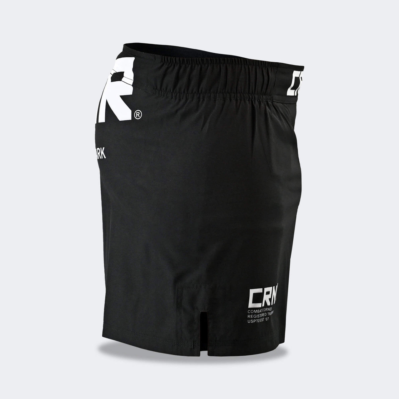 Combat Corner Shorts, CRNR Shorts, Cross Trainer Shorts, MMA Shorts, BJJ Shorts, Fight Shorts, Black Fight Shorts