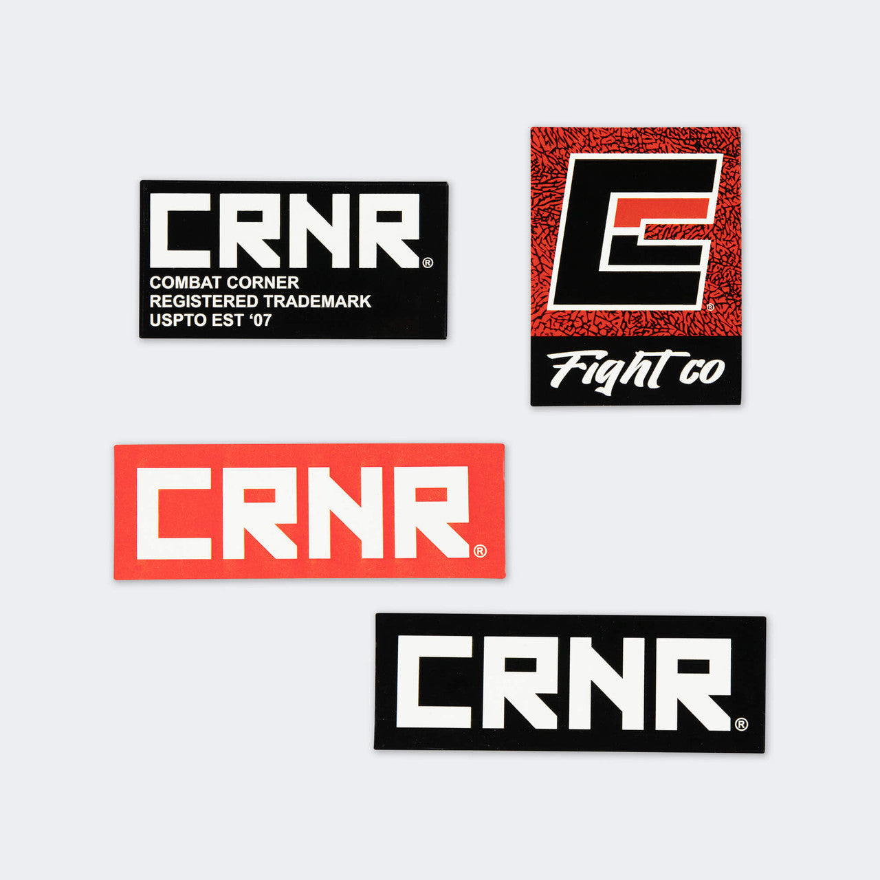 Combat Corner Stickers, CRNR Sticker Red, CRNR Sticker Black, Fight Co. Sticker,Trademark Sticker