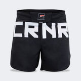 Combat Corner Fight Shorts, Black Fight Shorts, MMA Shorts, BJJ Shorts, Hybrid Fight Shorts, CRNR shorts