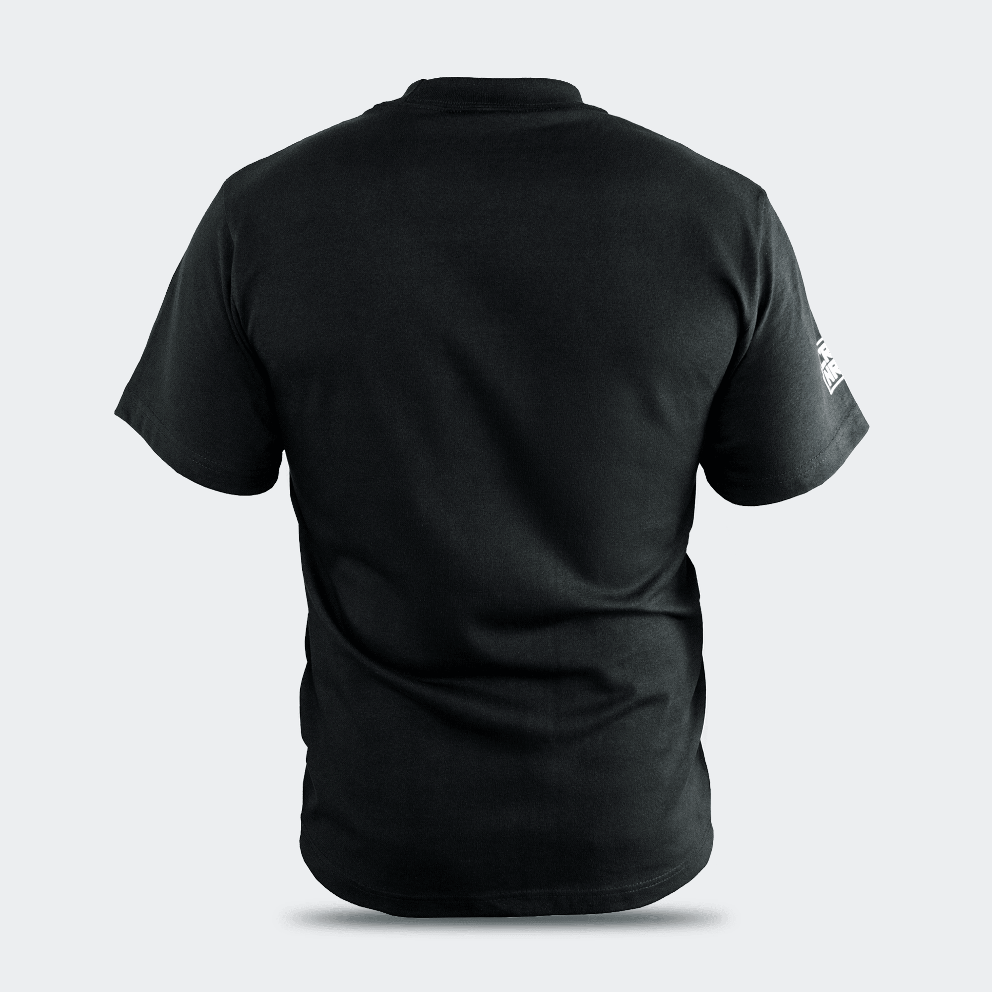 Back view of the Camo Icon T-Shirt by Combat Corner, featuring a solid black back. 