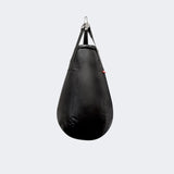 Photo of the front of Combat Corner's black Made in the USA Premium Tear Drop Punching Bag.