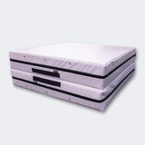 Photo of Combat Corner's white Made in the USA Crash Pad, made for MMA, Wrestling, BJJ, Judo, Martial Arts, and more, fully folded showing how easy it is to stack and store the crash pad.