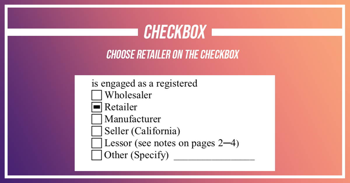 Checkbox selection form for choosing a retailer on a gradient background
