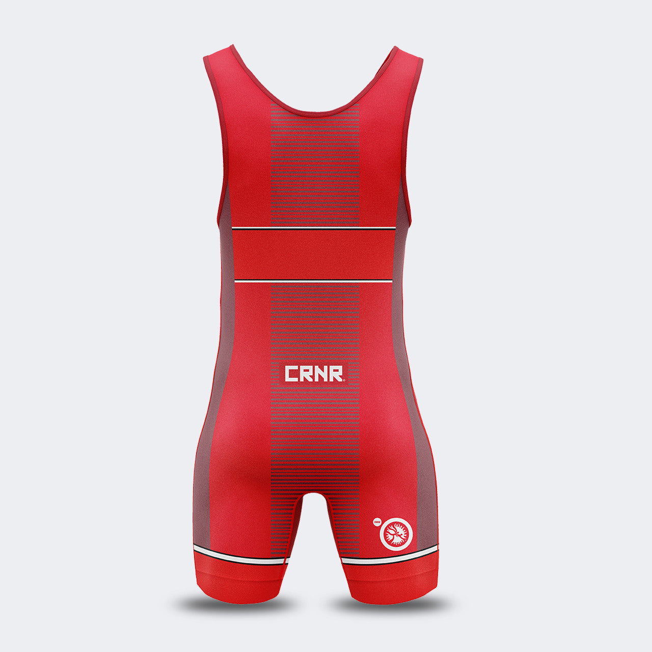 Product photo of Combat Corner’s premium Red USA Wrestling Singlet. This photo shows the back of Combat Corner’s USA Red Singlet. This USA Red Singlet is part of Combat Corner’s Competition Singlet Series and is fully UWW Compliant to give you champion performance in Freestyle and Greco-Roman wrestling.