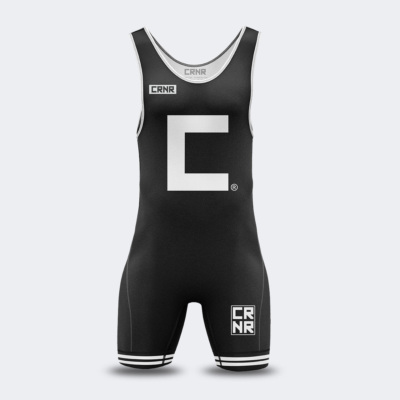CRNR Singlet, Wrestling Singlet, Kids Singlet, Mens Singlet, Female Singlet, Girls SingletProduct photo of Combat Corner’s premium C Wrestling Singlet. This photo shows the front of Combat Corner’s Black C Singlet. This Black C Singlet is part of Combat Corner’s Collegiate Singlet Series and gives you champion performance in Folkstyle wrestling. Plus, this singlet serves all wrestling athletes. This singlet is designed for kids to adults and for men and women.